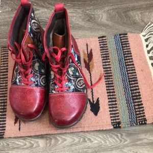 Leather red booties